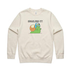 Snailing It - AS Colour Stencil Crew Ecru Sweatshirt animal Fitness Printed In Australia