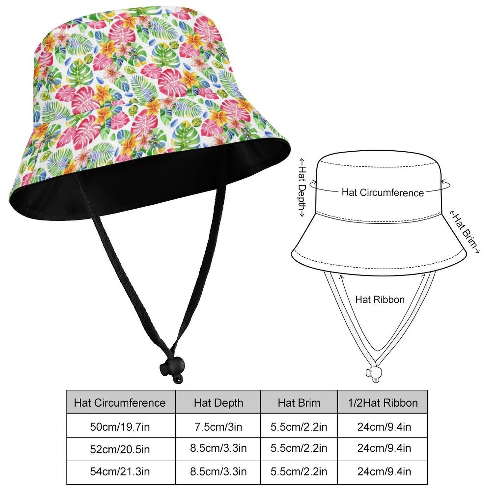 Bright Painted Tropical Kids Bucket Hat Kids Bucket Hat Plants Printed Offshore