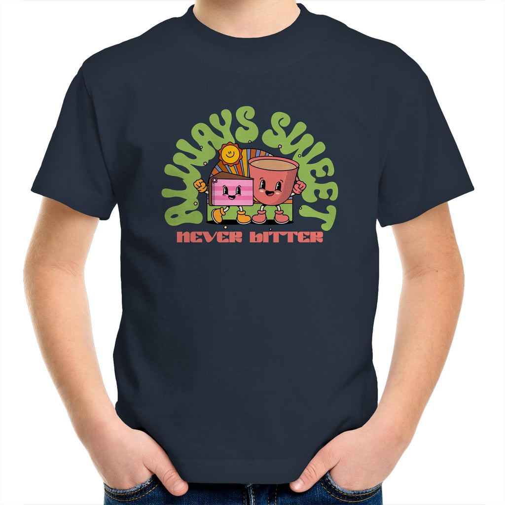 Always Sweet, Never Bitter - Kids Youth T-Shirt Navy Kids Youth T-shirt Food Printed In Australia