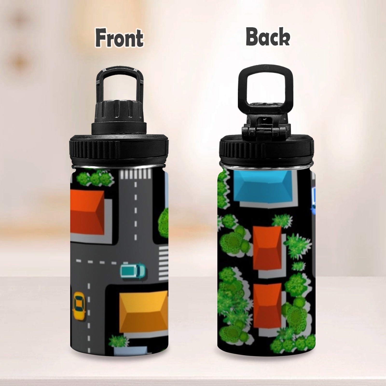 Road Map - Kids Water Bottle with Chug Lid (12 oz) Kids Water Bottle with Chug Lid Printed Offshore