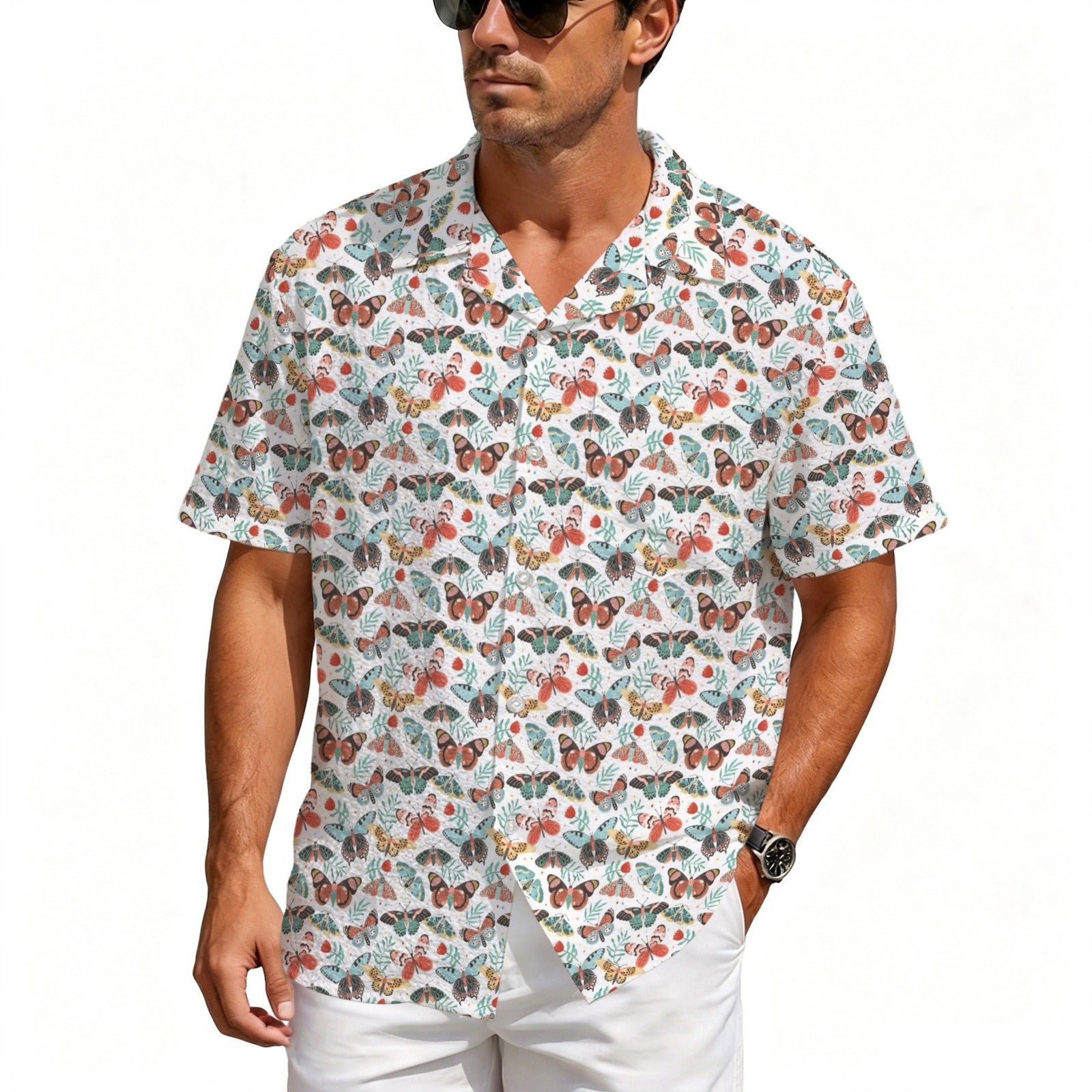 Pretty Moths And Butterflies Men's Crinkle Hawaiian Shirt