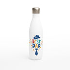 Best Dad - White 17oz Stainless Steel Water Bottle Default Title White Water Bottle Dad Globally Fulfilled