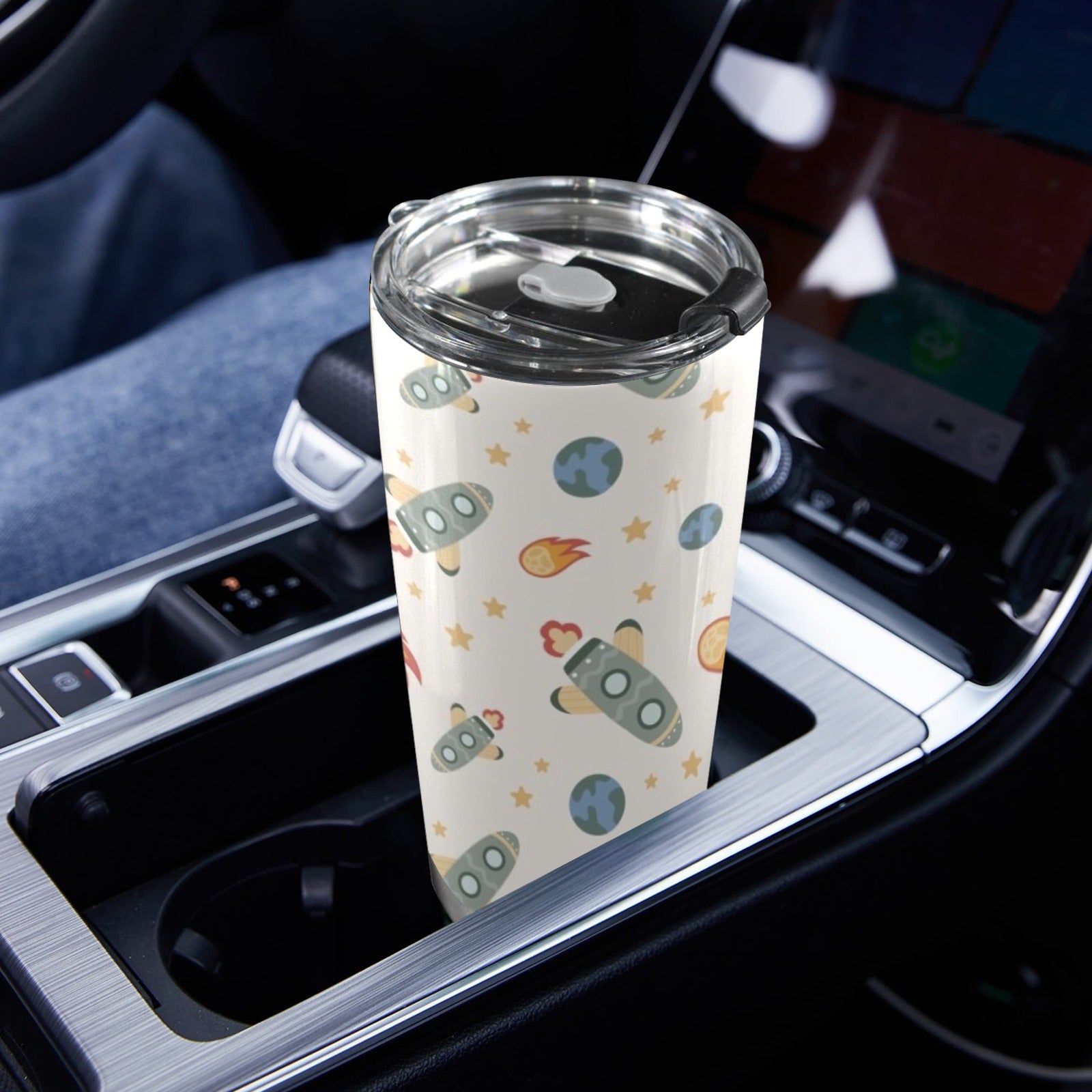Rockets 20oz Mobile Tumbler with Lid (Black Lock) 20oz Travel Mug Printed Offshore Space