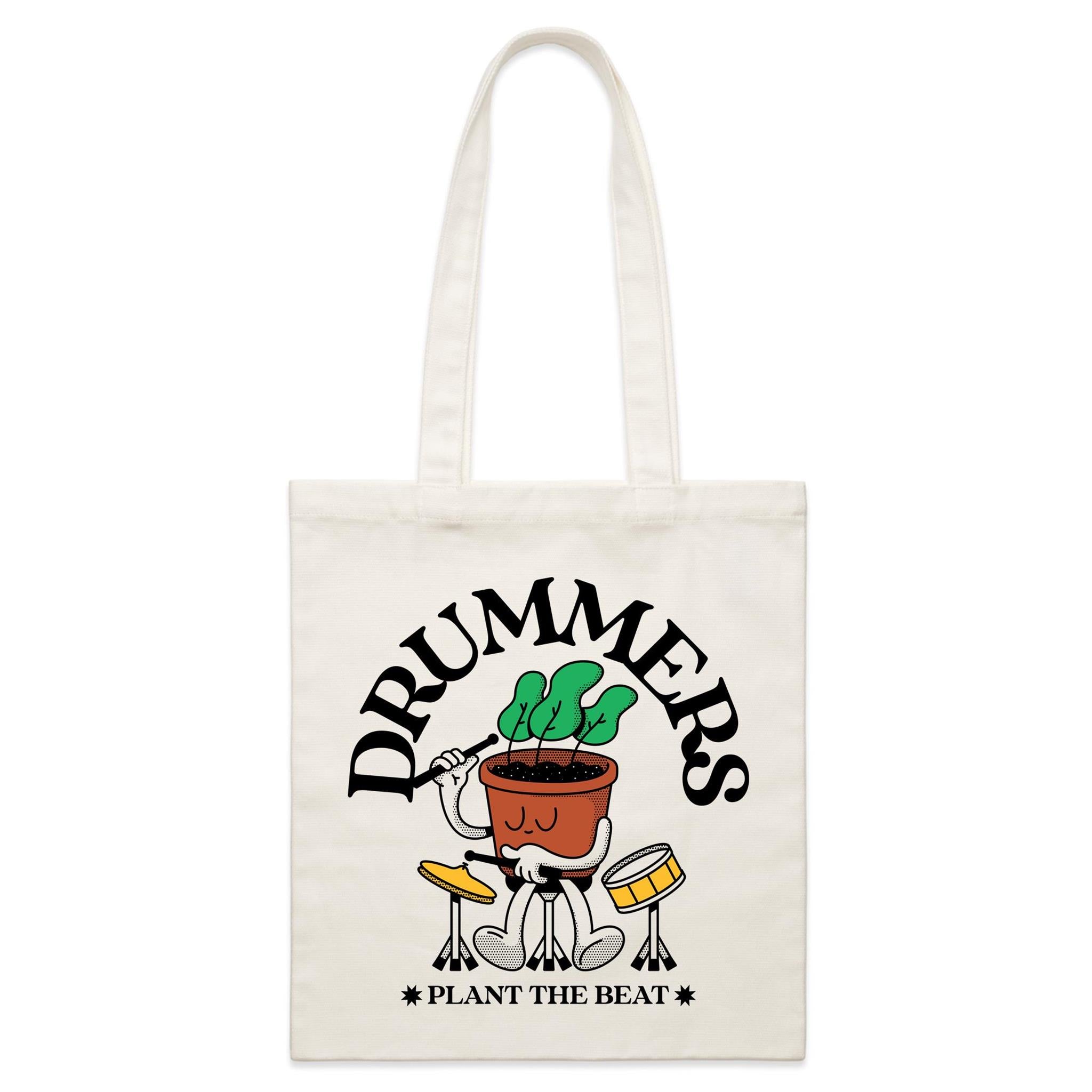 Drummers Plant The Beat - Parcel Canvas Tote Bag Default Title Small Tote Bag Music Printed In Australia