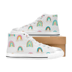 Cloud Rainbows - Kids High Top Canvas Shoes