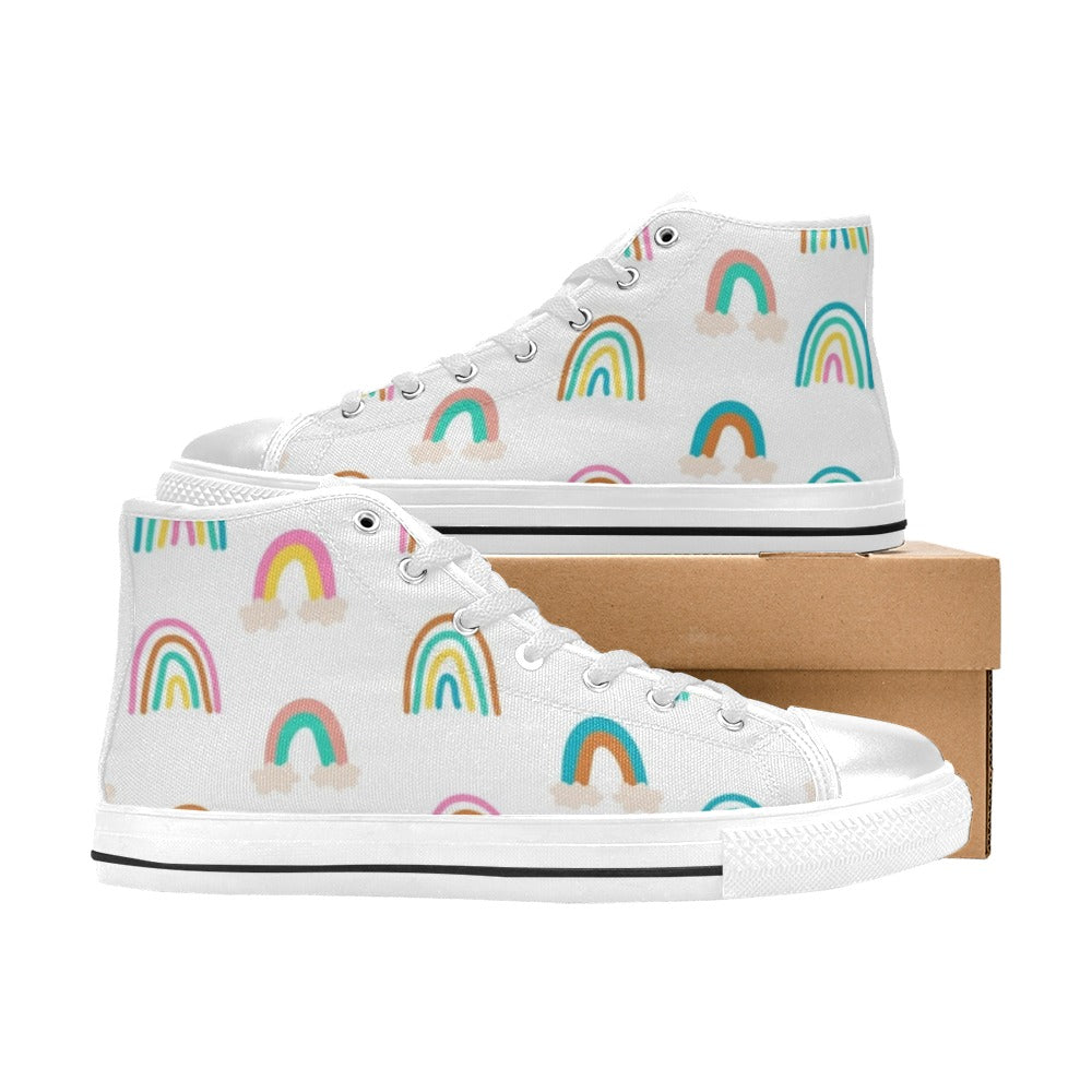 Cloud Rainbows - Kids High Top Canvas Shoes