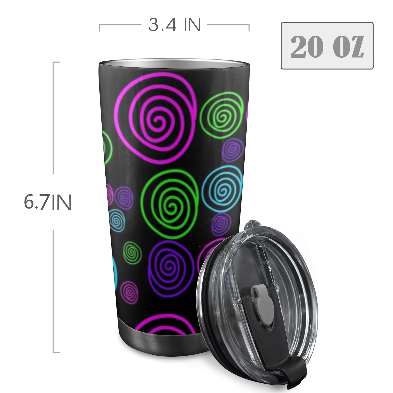 Neon Swirl - 20oz Mobile Tumbler with Lid (Black Lock)