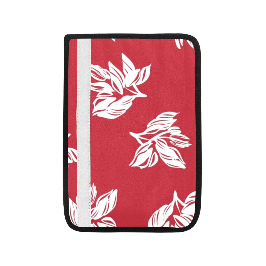 Red Retro Foliage, Hawaiian Flower Car Seat Belt Cover 7''x10'' (Pack of 2) Car Seat Belt Cover 7x10 (Pack of 2) Plants Printed Offshore