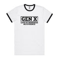 Gen X, Lots Of Memories, No Evidence Men's AS Colour Ringer Tee White Black Ringer T-Shirt Printed In Australia