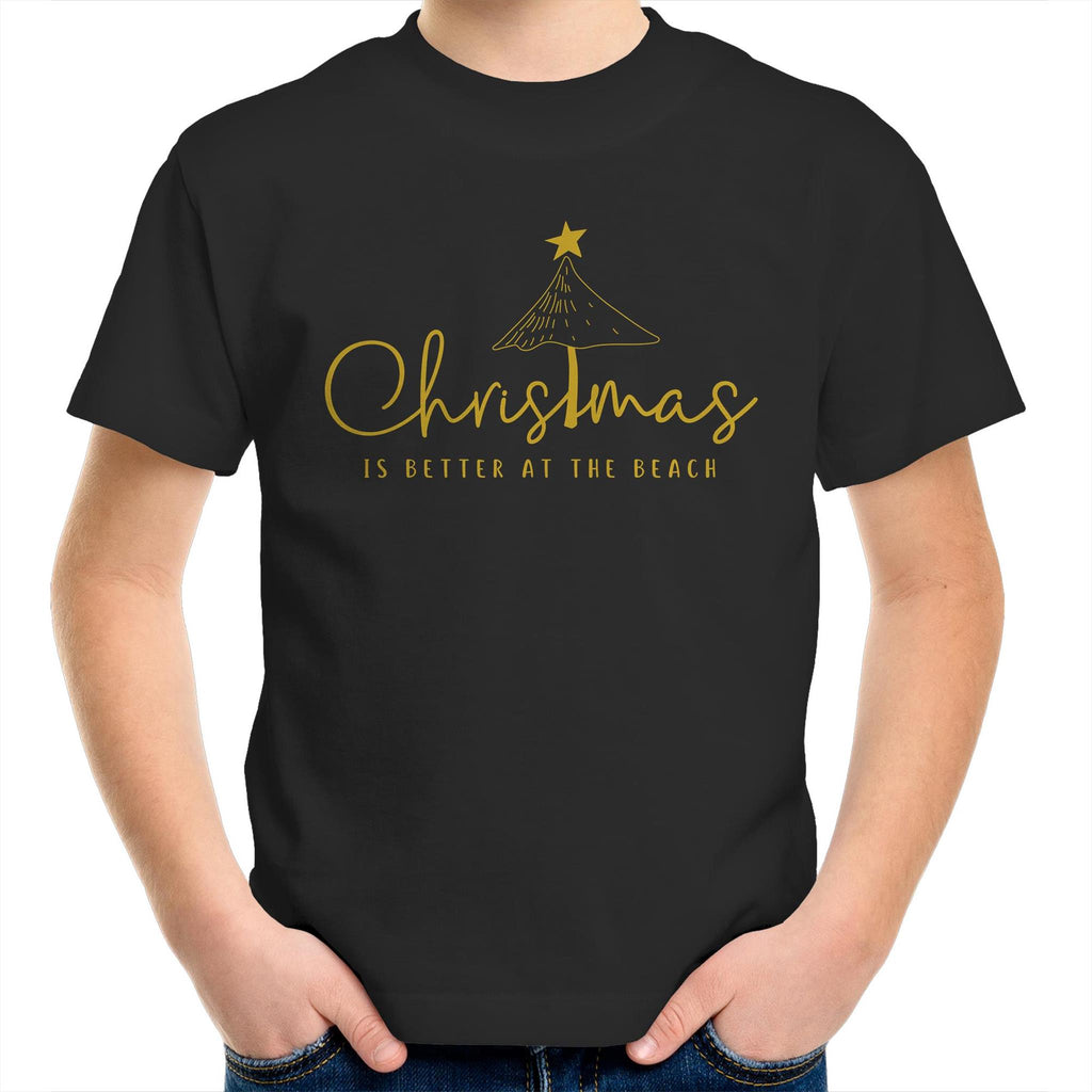 Christmas Is Better At The Beach - Kids Youth T-shirt Black Kids Christmas T-shirt Christmas Printed In Australia
