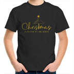 Christmas Is Better At The Beach - Kids Youth T-shirt Black Kids Christmas T-shirt Christmas Printed In Australia