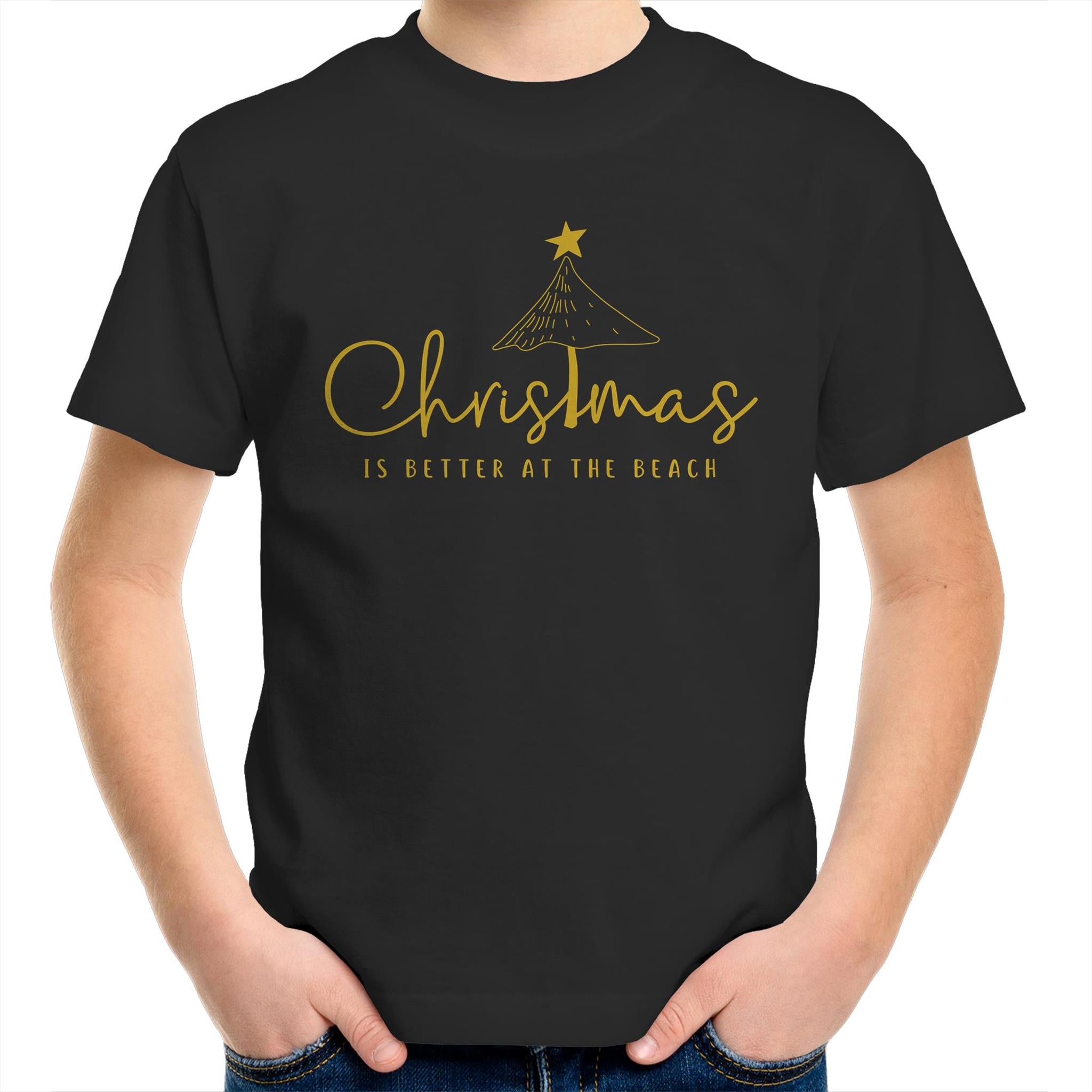 Christmas Is Better At The Beach - Kids Youth T-shirt Black Kids Christmas T-shirt Christmas Printed In Australia