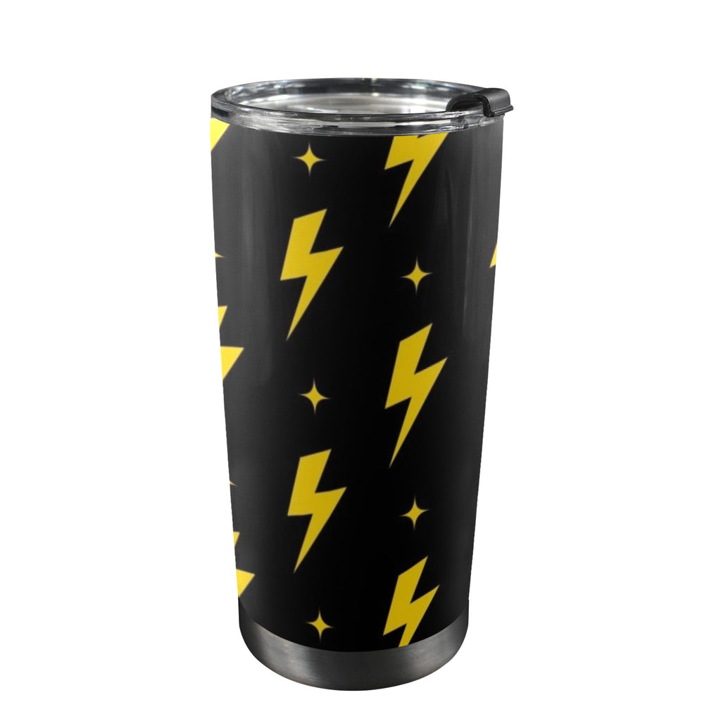 Yellow Lightning - 20oz Mobile Tumbler with Lid (Black Lock) One Size 20oz Travel Mug comic Printed Offshore