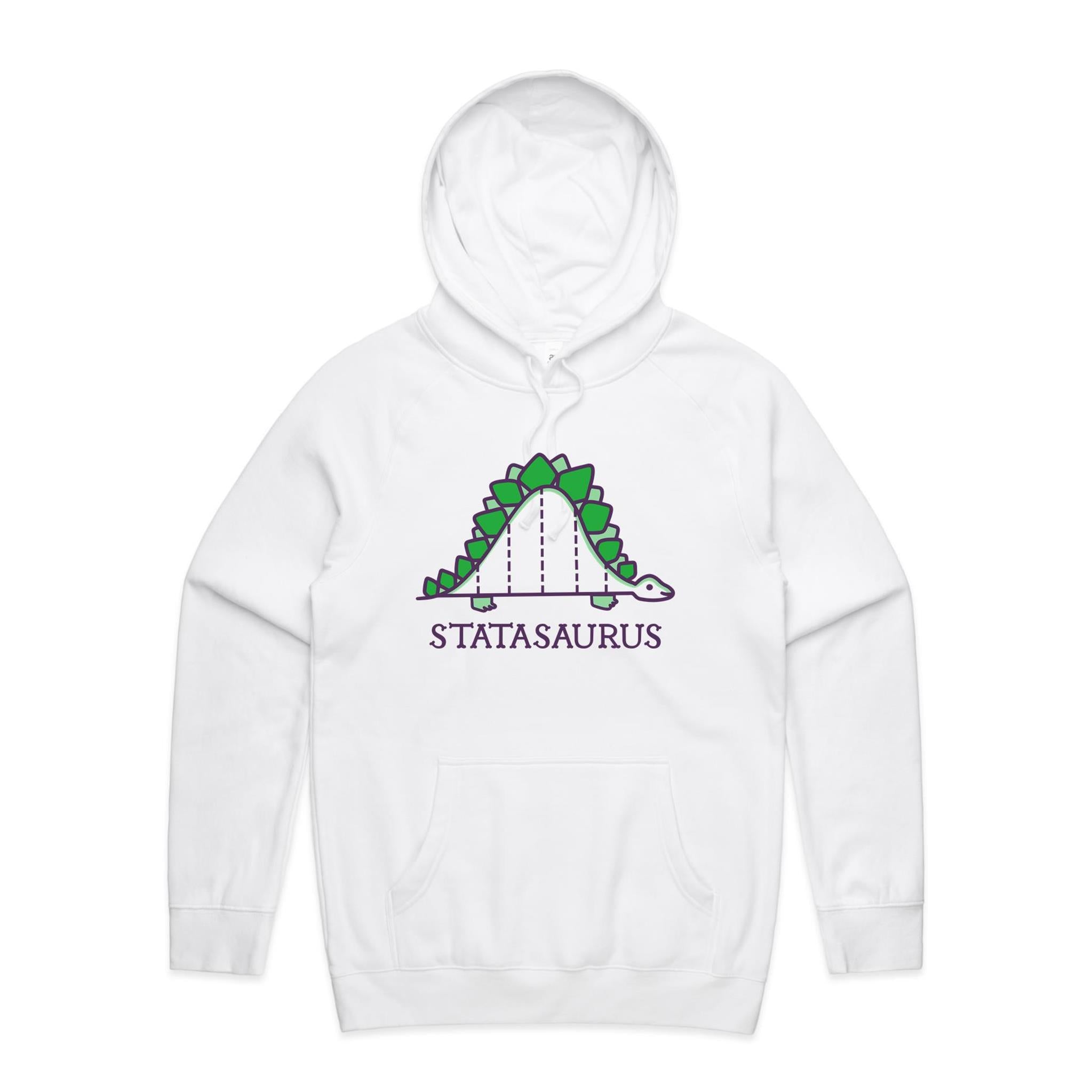 Statasaurus, Maths - Mens Hoodie White Mens Hoodie Maths Printed In Australia