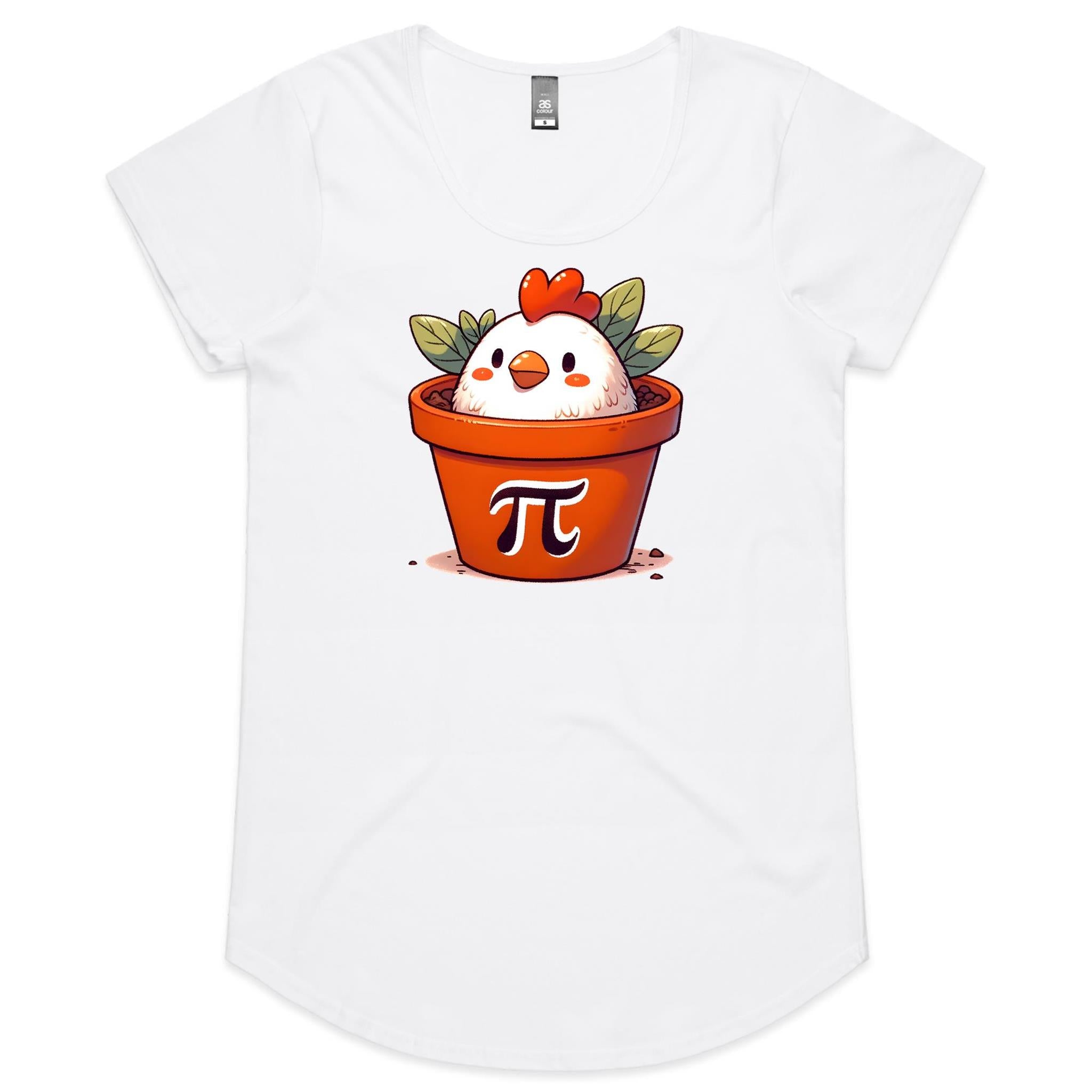 Chicken Pot Pi - Womens Scoop Neck T-Shirt White Womens Scoop Neck T-shirt animal Maths Printed In Australia