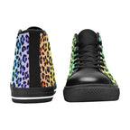 Rainbow Leopard Print Women's High Top Canvas Shoes Womens Classic High Top Shoes Printed Offshore