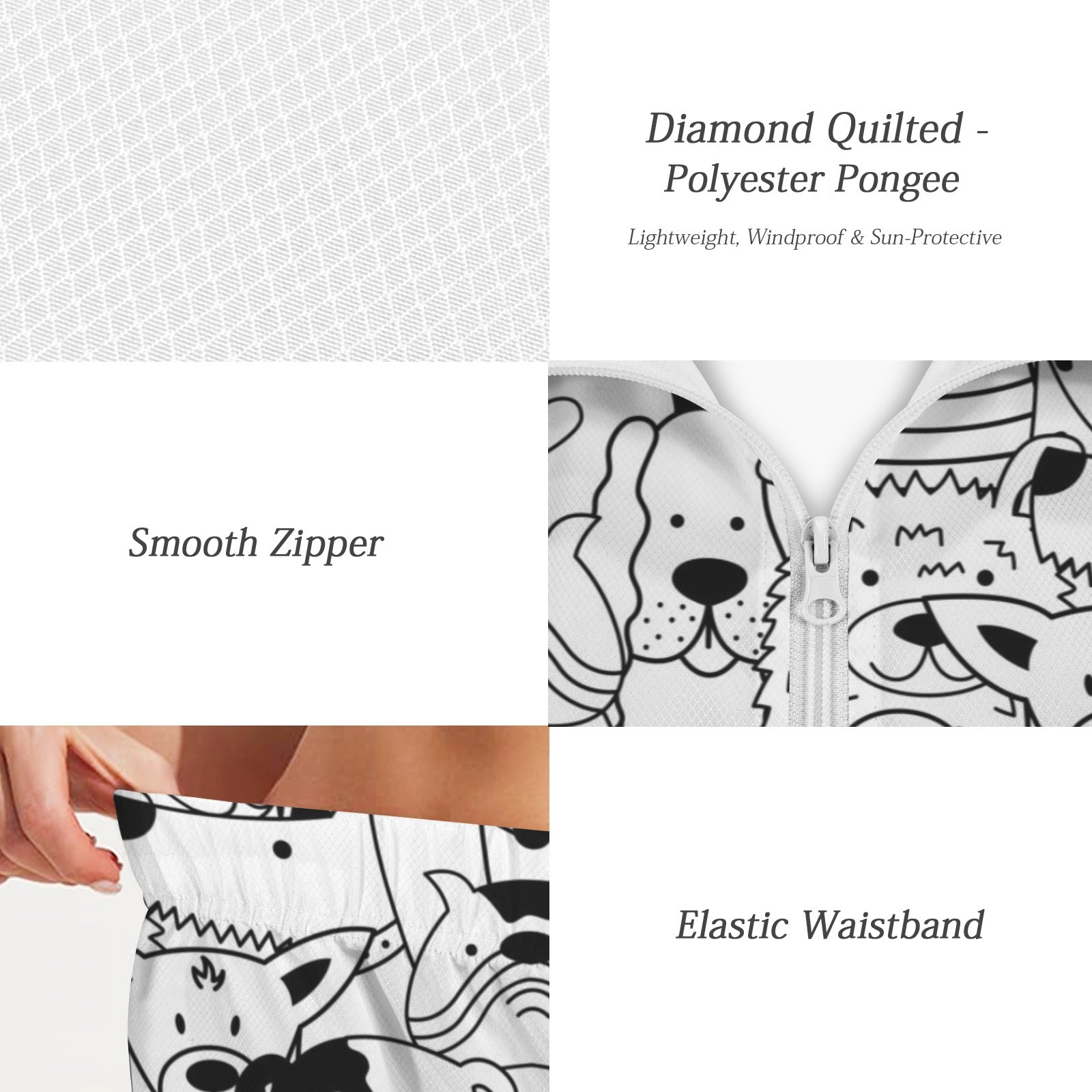 Black And White Dogs Women's Windbreaker Short Set Women's Windbreaker Short Set animal Printed Offshore