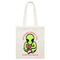 Reading Takes You To Another World, Alien Parcel Canvas Tote Bag Default Title Small Tote Bag Printed In Australia Reading Sci Fi
