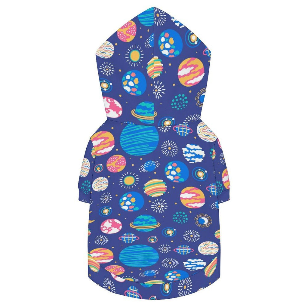 Planets On Blue Pet Hoodie (Small Size)