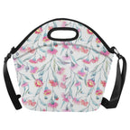 Pink Eucalyptus Flowers Neoprene Lunch Bag/Large (Model 1669) One Size Neoprene Lunch Bag Plants Printed Offshore