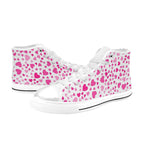 Pink Hearts On White - Kids' High Top Canvas Shoes Kids High Top Canvas Shoes Love Printed Offshore