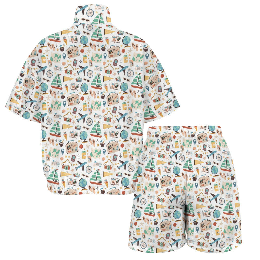 Travel And Explore Women's Windbreaker Short Set Women's Windbreaker Short Set Printed Offshore