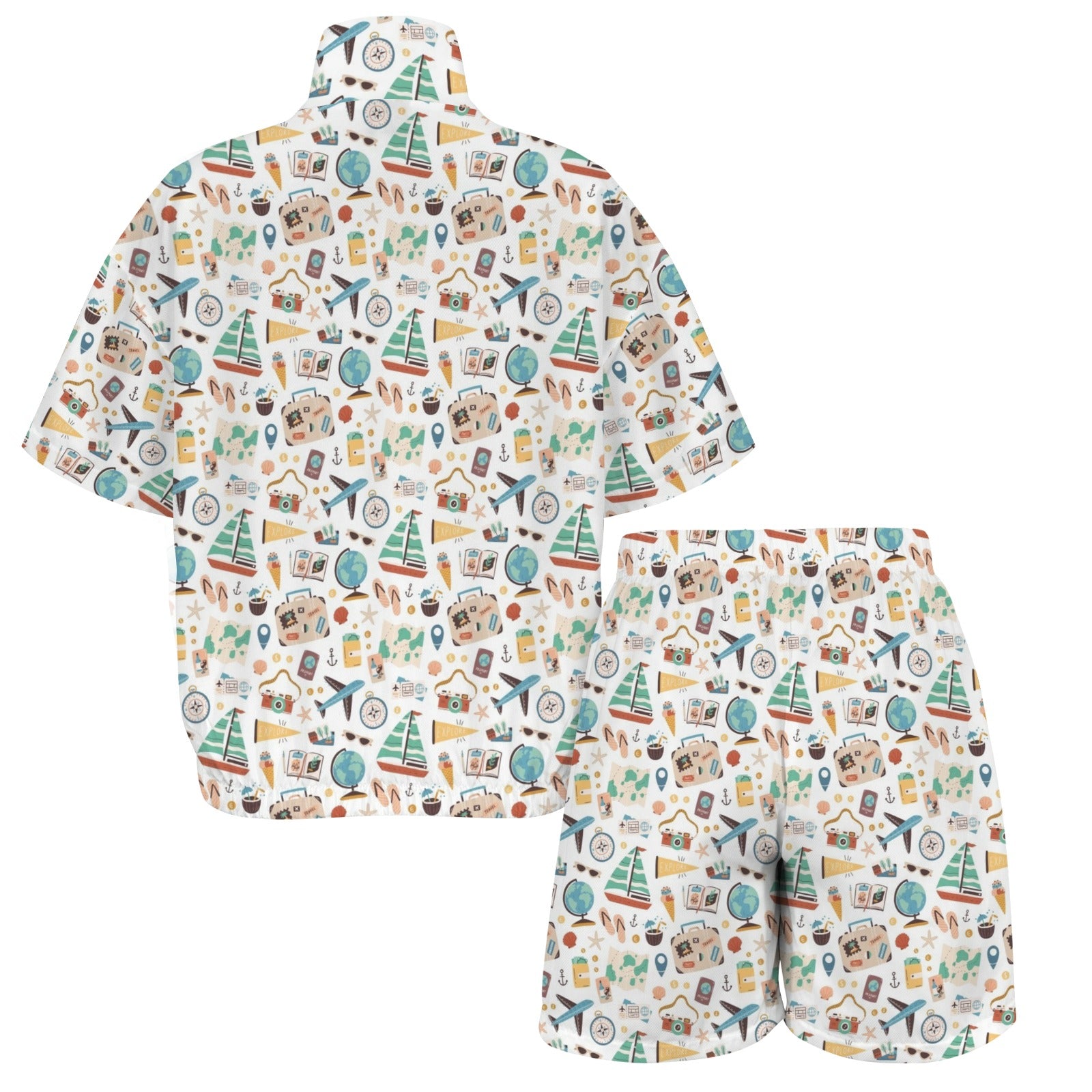 Travel And Explore Women's Windbreaker Short Set Women's Windbreaker Short Set Printed Offshore