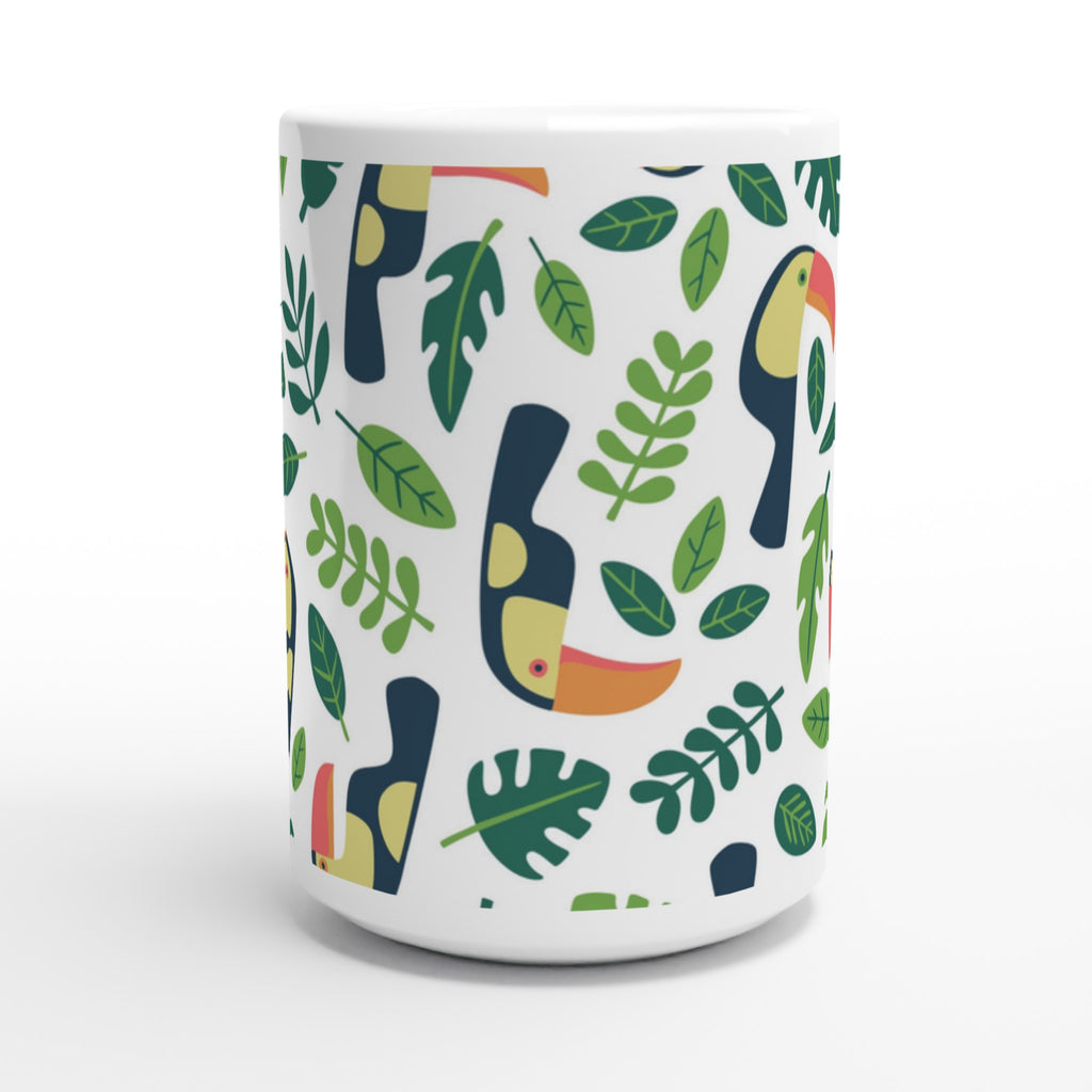 Toucans - White 15oz Ceramic Mug 15oz Mug Globally Fulfilled