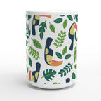 Toucans - White 15oz Ceramic Mug 15oz Mug Globally Fulfilled