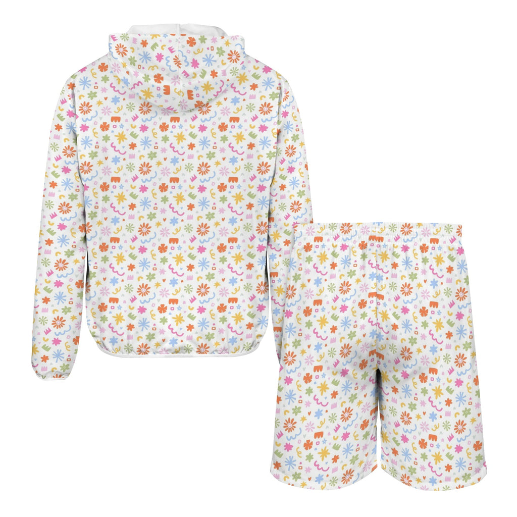 Abstract Colourful Shapes Men's Lightweight Sun Hoodie & Shorts Set Men's Lightweight Sun Hoodie & Shorts Printed Offshore