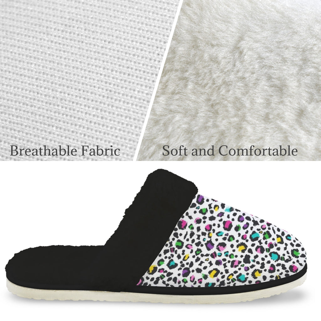 Animal Print In Colour Men's Fur Trim Thick-Sole Indoor Slippers Men's Fur Trimmed Slippers animal Printed Offshore