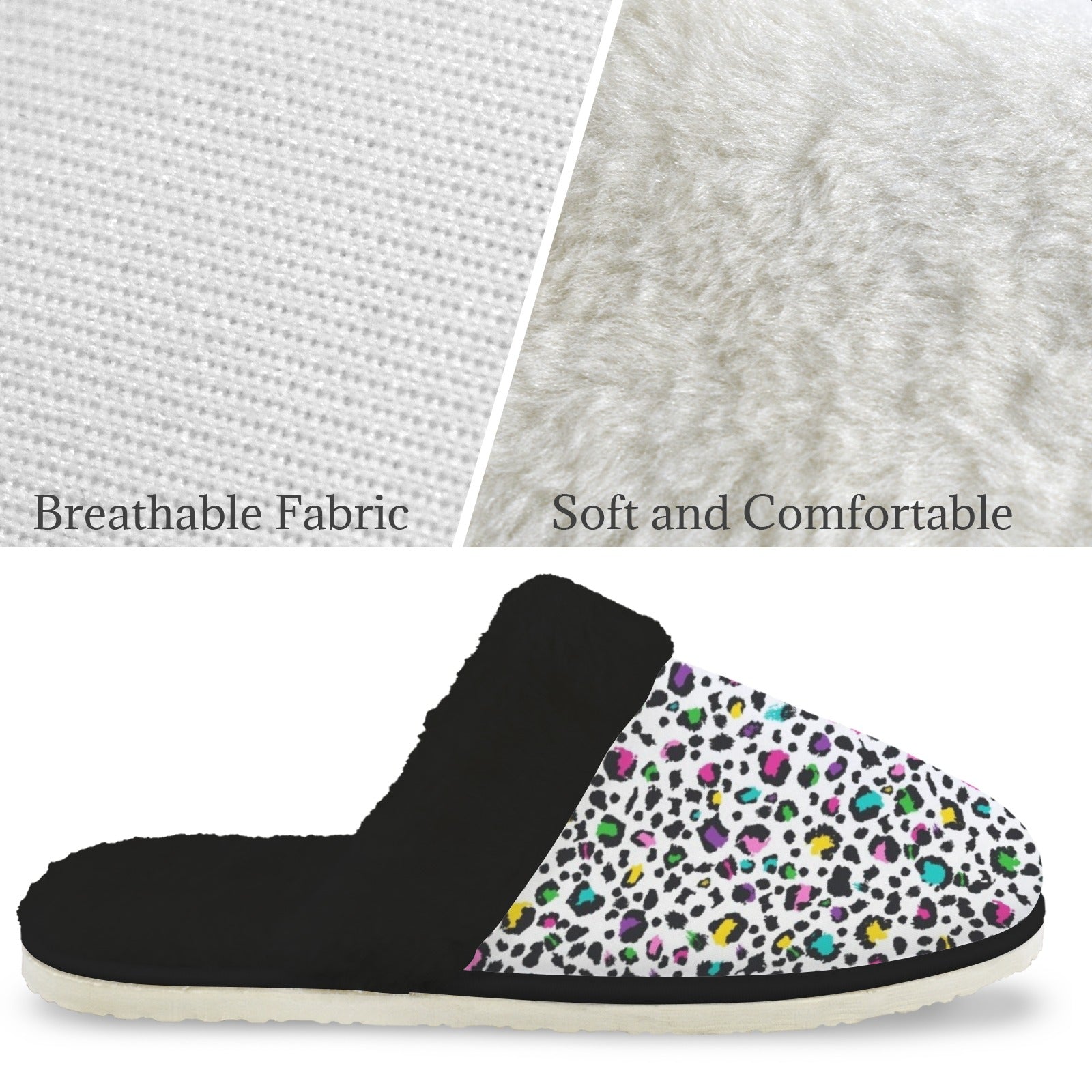 Animal Print In Colour Men's Fur Trim Thick-Sole Indoor Slippers Men's Fur Trimmed Slippers animal Printed Offshore