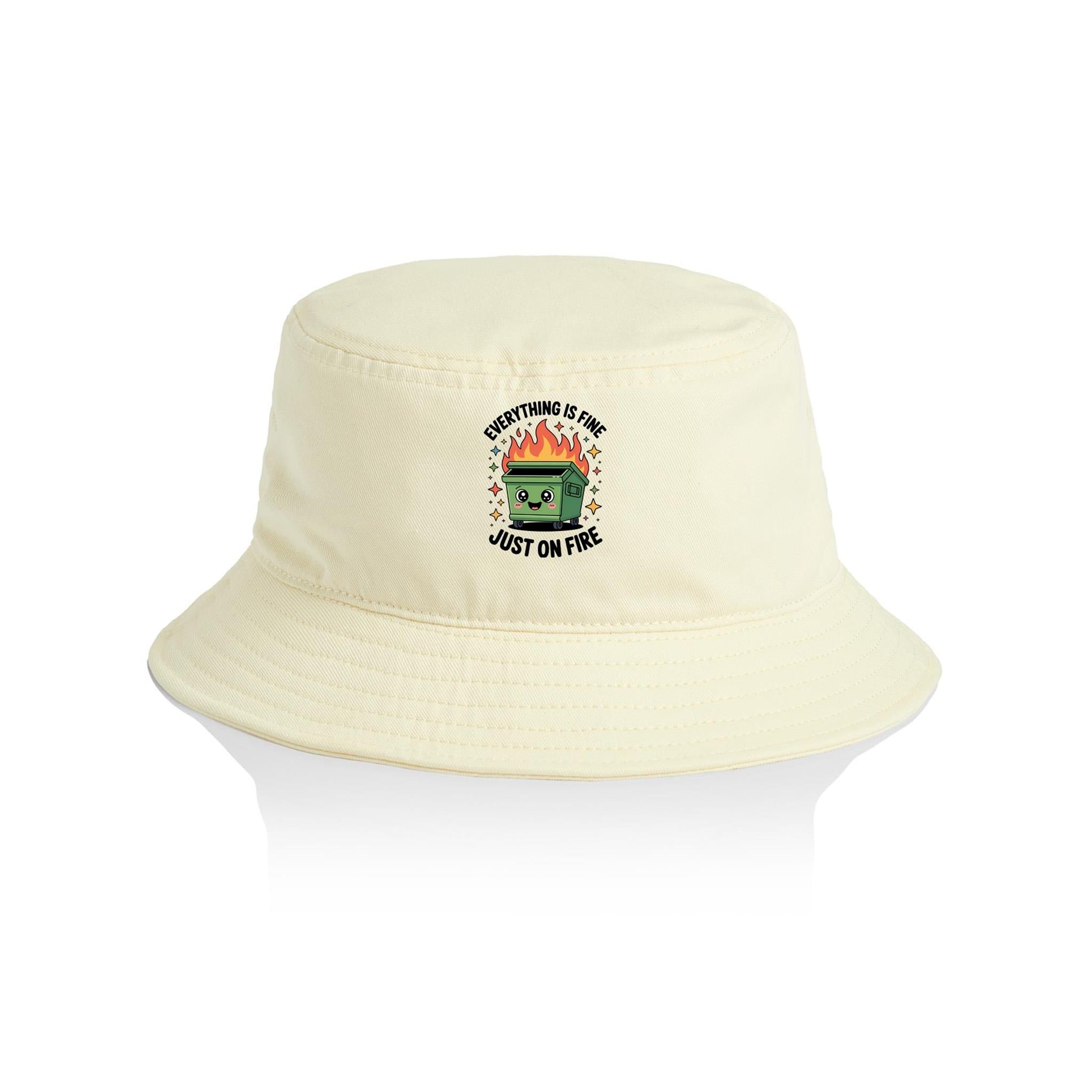 Skip Bin, Dumpster Fire - AS Colour Bucket Hat Butter One Size As Colour Bucket Hat Printed In Australia