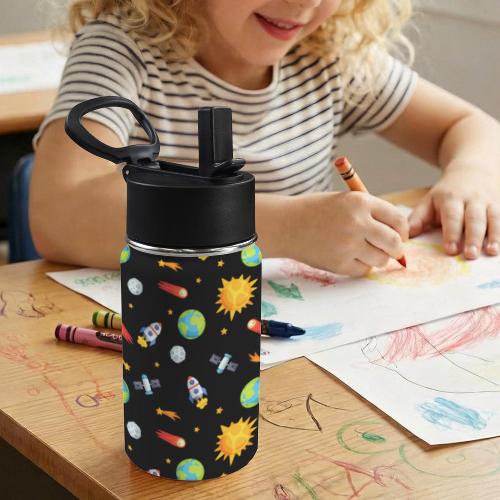 Busy Space - 12oz Kids Water Bottle with Straw Lid