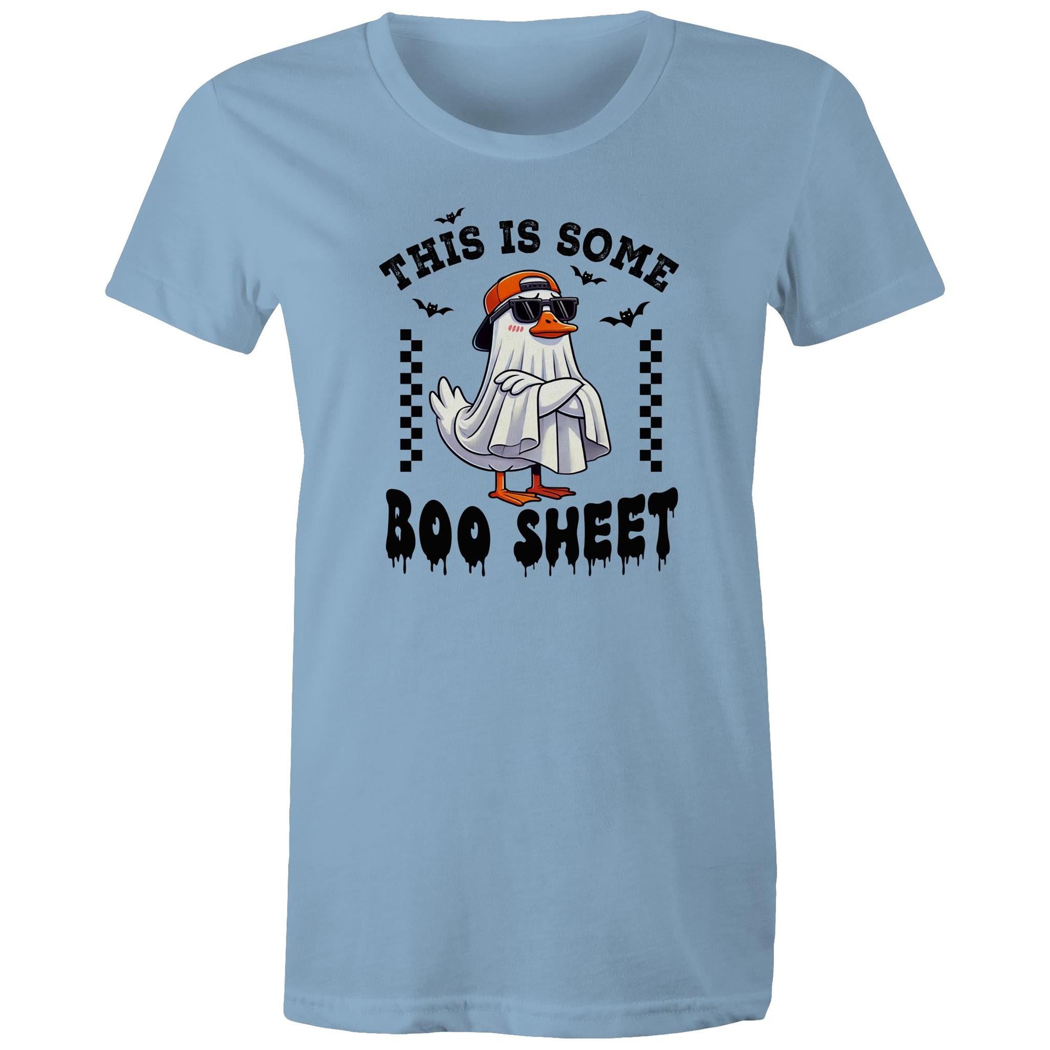 This Is Some Boo Sheet, Halloween - Womens T-shirt Carolina Blue Womens T-shirt Halloween Printed In Australia