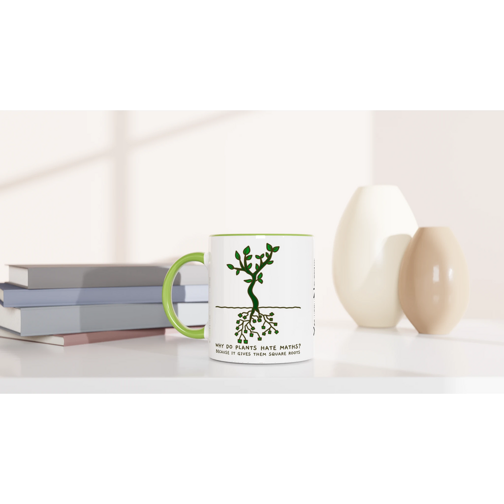 Personalised - Square Roots - White 11oz Ceramic Mug Personalised 11oz Mug customise Globally Fulfilled Maths personalise Plants Science