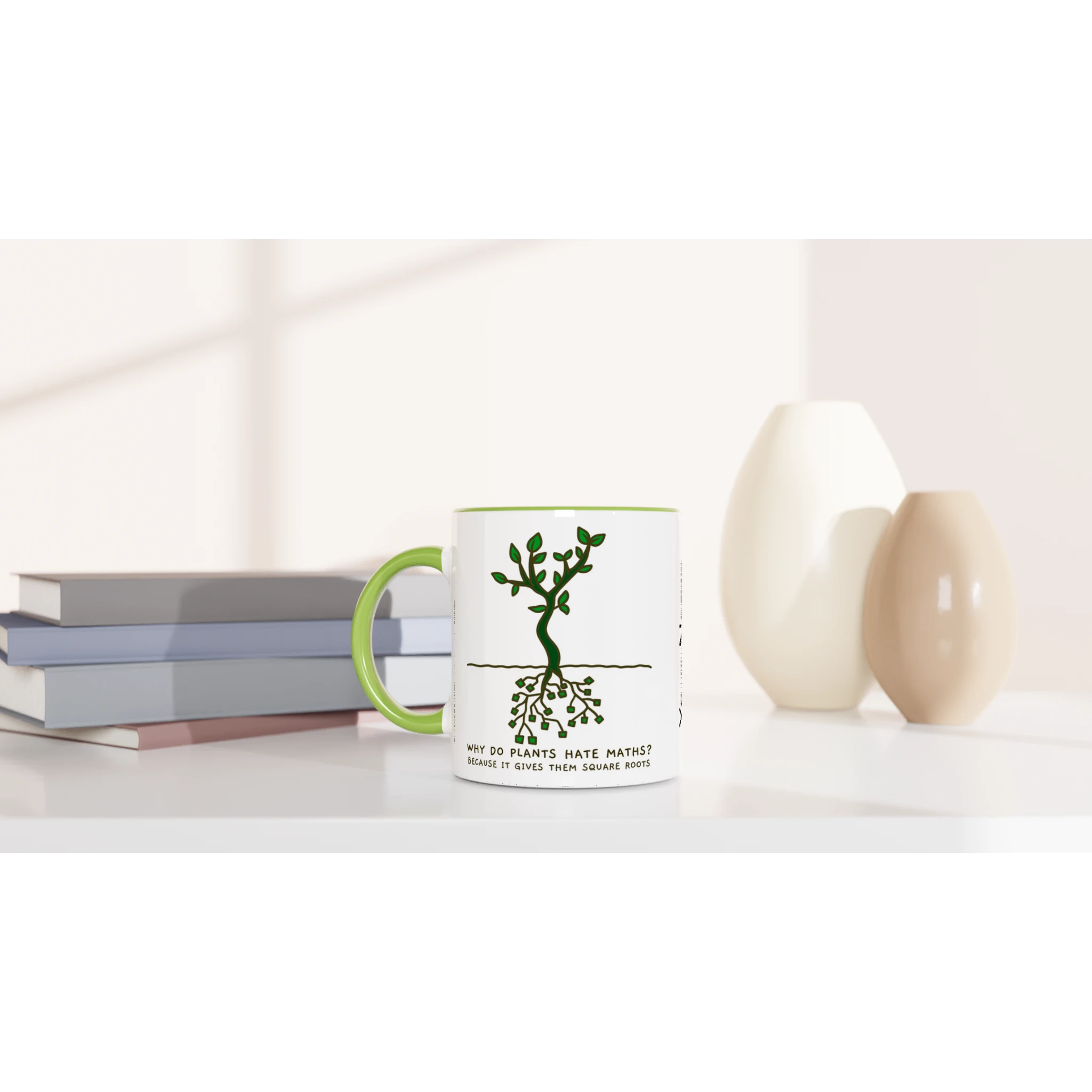 Personalised - Square Roots - White 11oz Ceramic Mug Personalised 11oz Mug customise Globally Fulfilled Maths personalise Plants Science