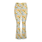 Retro Boho Flower High Waist Crossover Tummy Control Flare Leggings High Waist Flare Leggings Plants Printed Offshore