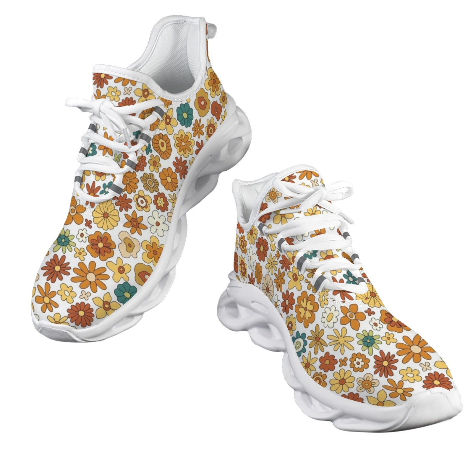 70's Style Floral Women's Twisted Sole Sneakers