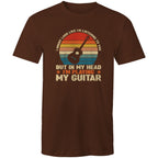 In My Head I'm Playing My Guitar - Mens T-Shirt Dark Chocolate Mens T-shirt Music Printed In Australia