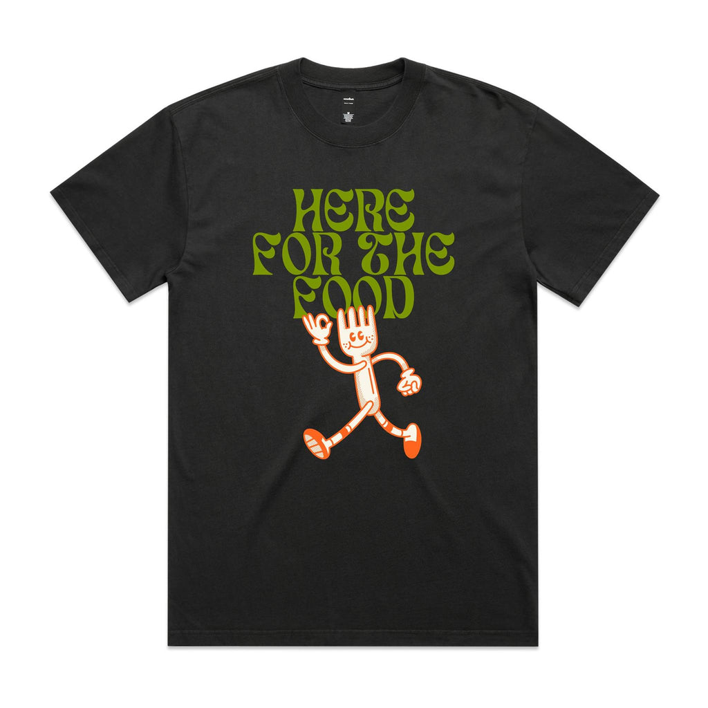 Here For The Food AS Colour Heavy Faded Tee Unisex Faded coal Heavy Faded T-shirt Food Printed In Australia