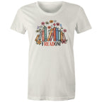 Freedom, Reading Books - Womens T-shirt Natural Womens T-shirt Printed In Australia Reading