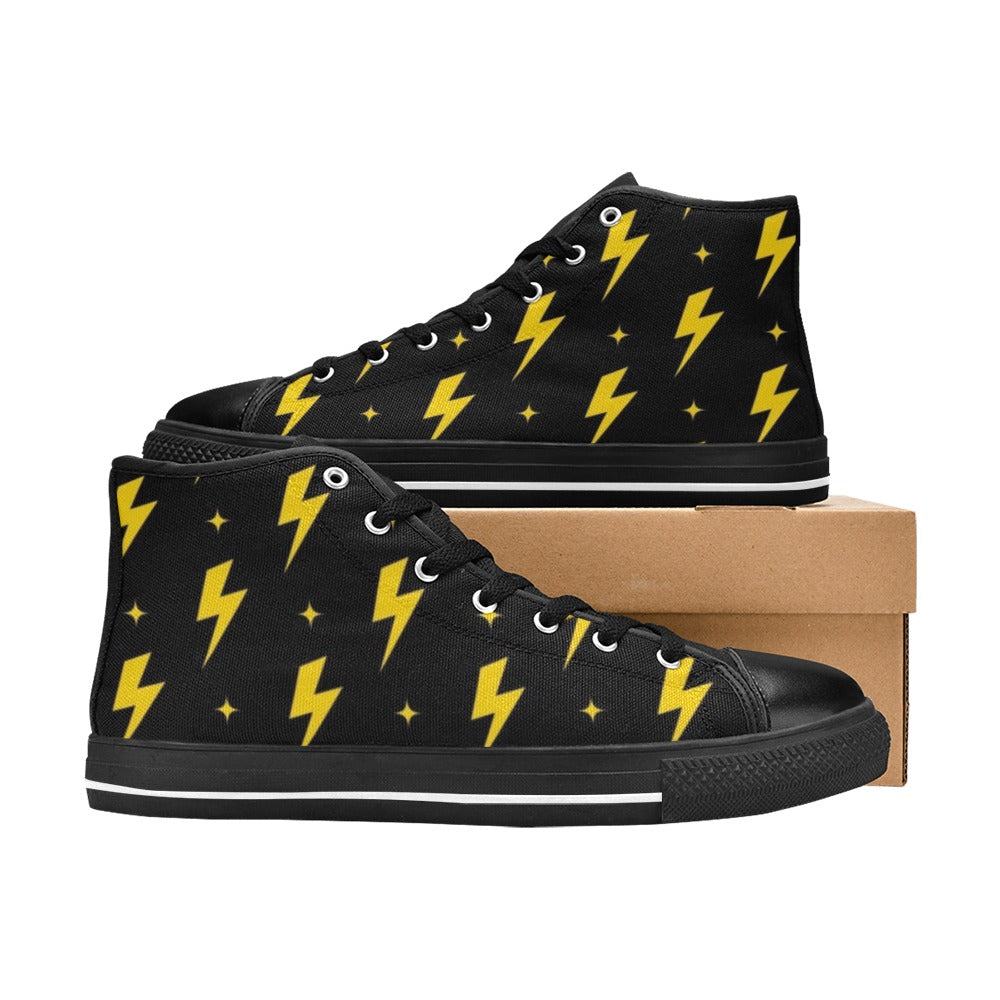 Yellow Lightning - Women's High Top Canvas Shoes