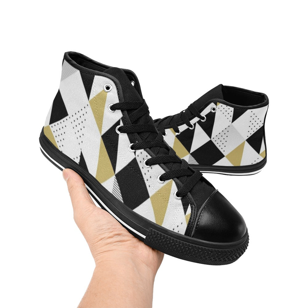 Triangles - Women's High Top Canvas Shoes