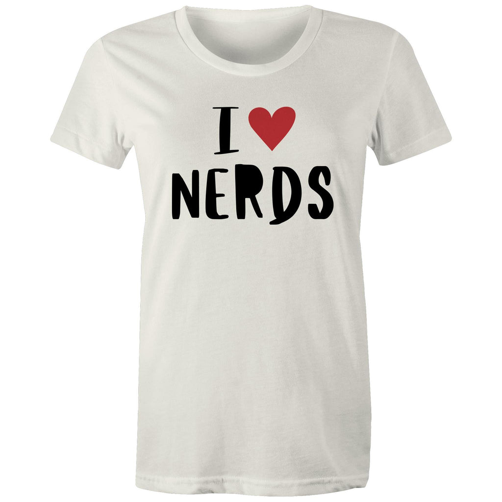 I Love Nerds, Heart - Womens T-shirt Natural Womens T-shirt Love Printed In Australia
