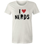 I Love Nerds, Heart - Womens T-shirt Natural Womens T-shirt Love Printed In Australia