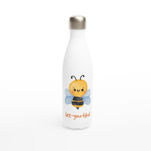 Bee-You-Tiful - White 17oz Stainless Steel Water Bottle Default Title White Water Bottle animal Globally Fulfilled kids