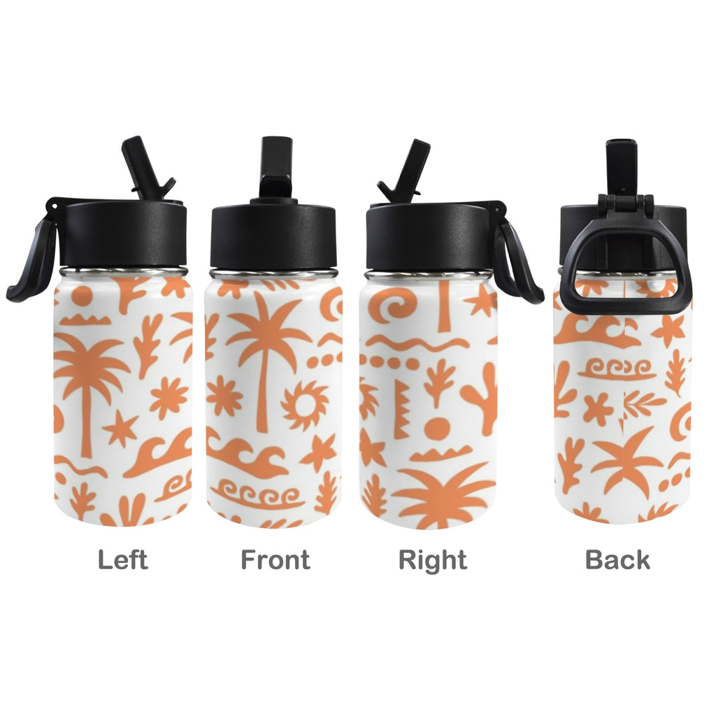 Orange Surf - 12oz Kids Water Bottle with Straw Lid