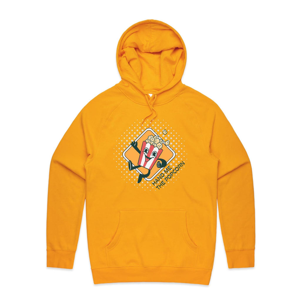 Hand Me The Popcorn - Mens Hoodie Gold Mens Hoodie Food Printed In Australia
