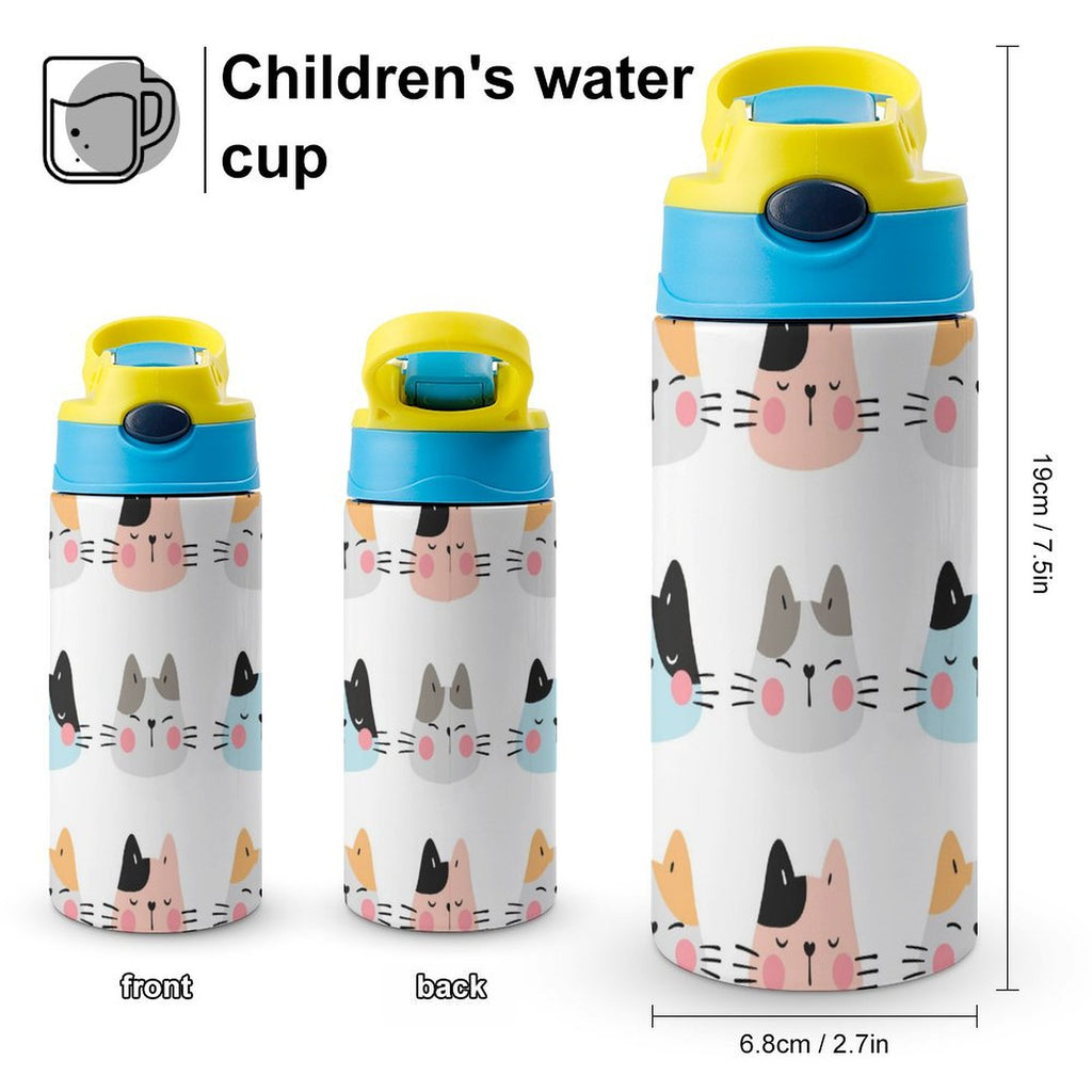Cat Faces - Little Kids Water Bottle Little Kids Water Bottle animal Printed Offshore